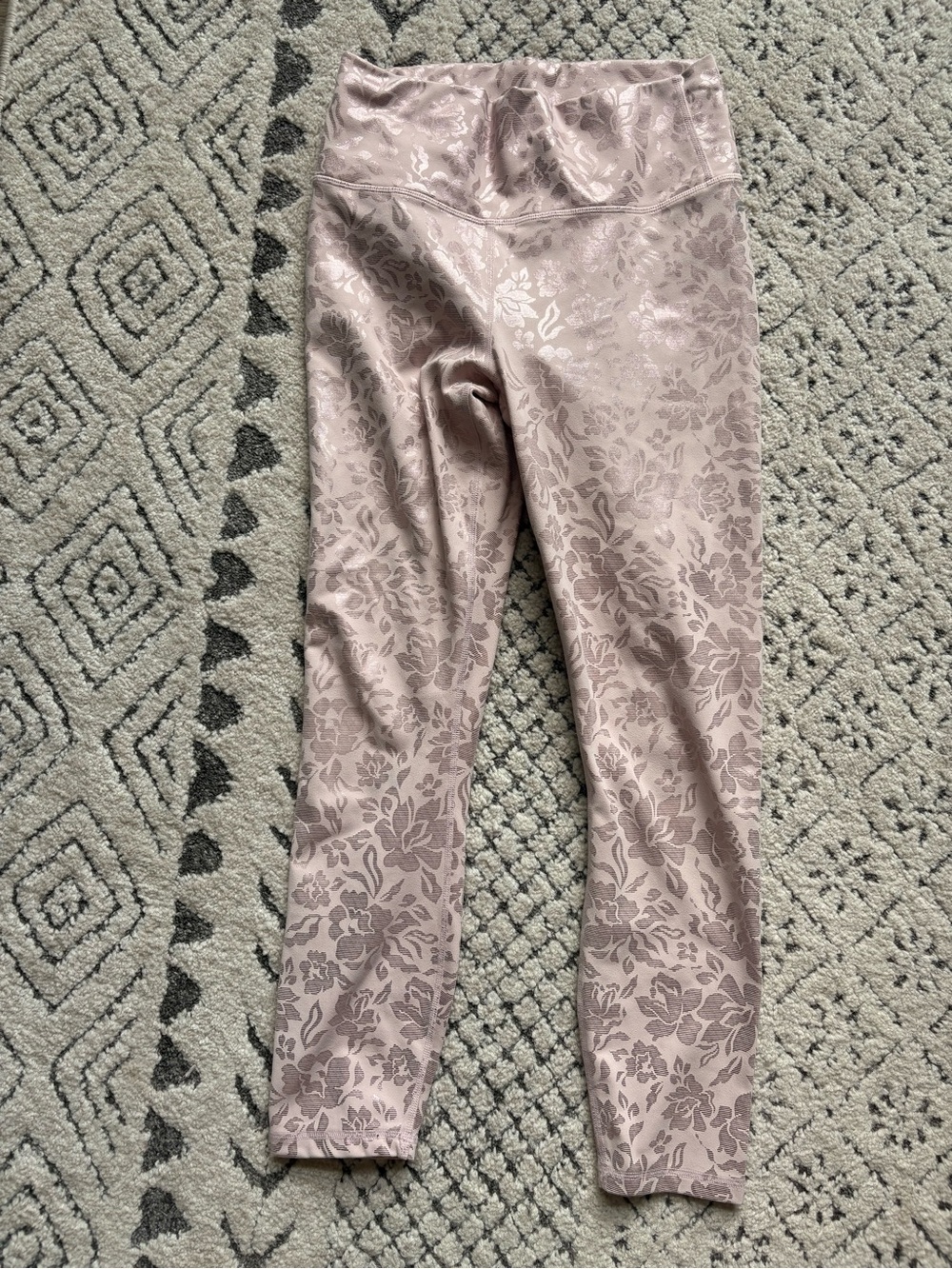 Fabletics Dusty Pink Floral Jacquard Leggings